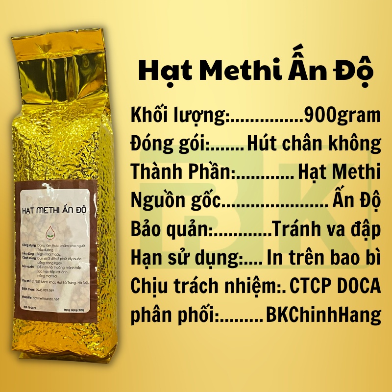 Hạt Methi Ấn Độ Gói 900gram - Hút Chân Không - Hạt Methi Cao Cấp Loại 1 - BKChinhHang