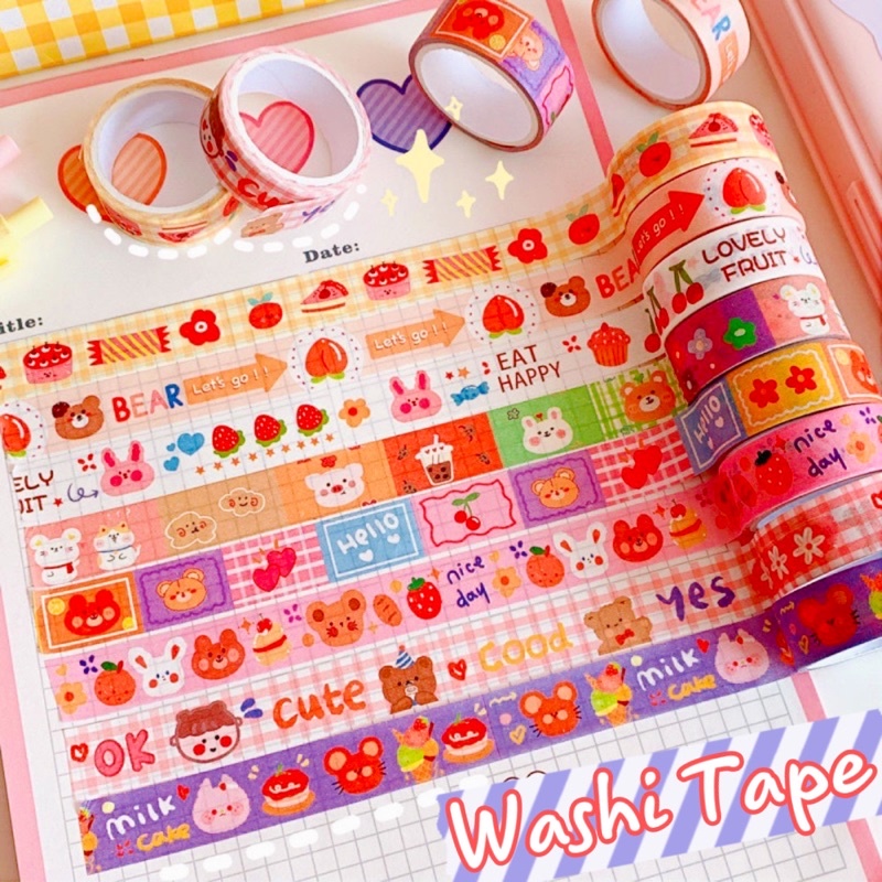 [Mã LIFEXANH03 giảm 10% đơn 500K] Washi Tape Dễ Thương Bất Kì 1.5cmx 3m