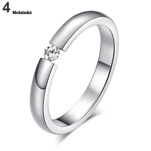 Nhẫn Cưới Thép Titan Đính Đá Thời Trang Cho Nữ, Kích Cỡ 6-12