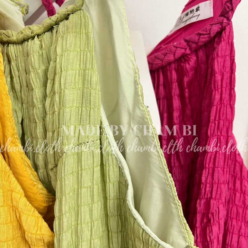 Váy kiểu nữ đi biển V.115, Váy maxi xốp cổ yếm vặn thừng dáng xuông 4 màu ngọt ngào - Thời trang nữ Chấm Bi | BigBuy360 - bigbuy360.vn