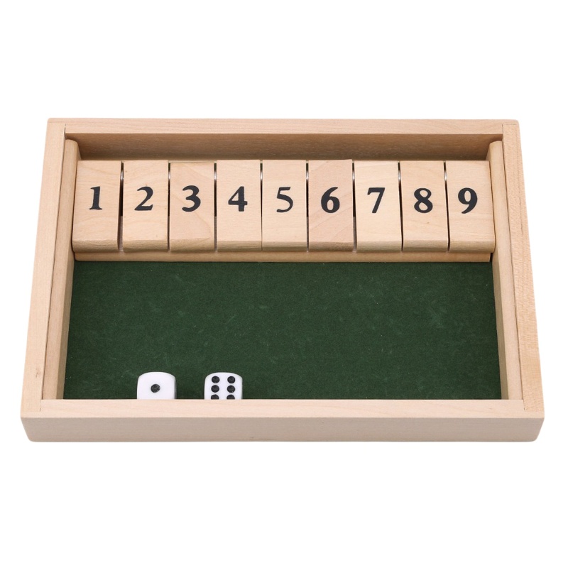 Đồ chơi board game học toán Shut The Box bằng gỗ với 2 xúc xắc và 9 khối chữ số cho bé