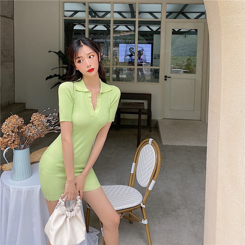 Váy body dệt kim polo