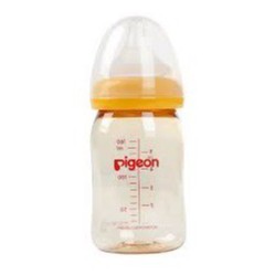 Bình sữa Pigeon 160ml / 240ml cổ rộng PPSU Plus với núm vú silicone siêu mềm Plus