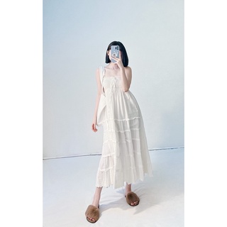 Đầm maxi xô xoè 2 dây viền tầng