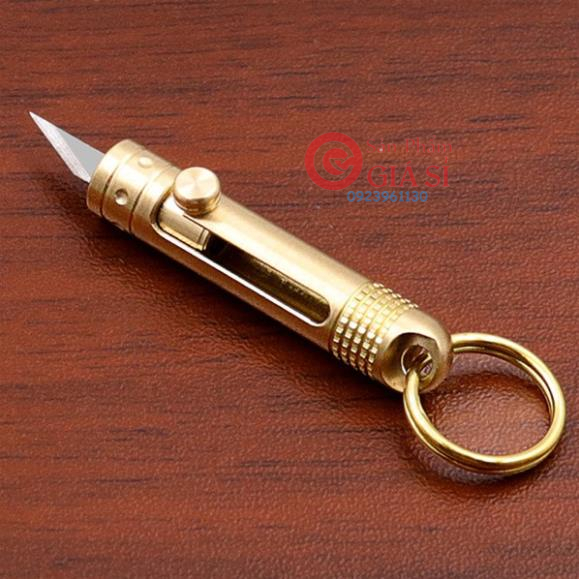 Móc khóa dao rọc giấy mini bằng đồng thau ❤️freeship❤️