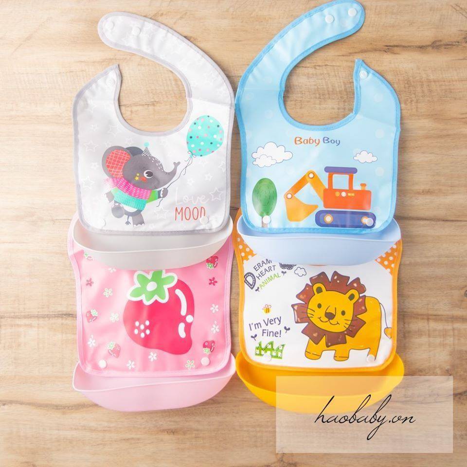 [Haobaby shop] Yếm ăn dặm có máng cho bé