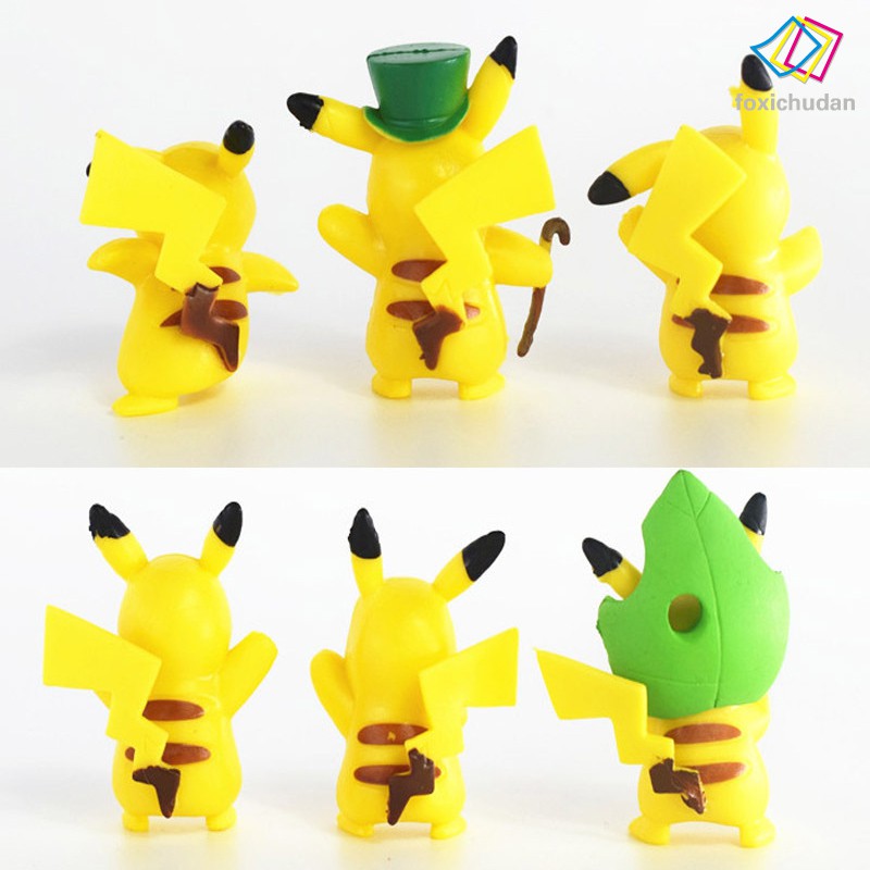 Bộ 6 Mô Hình Pikachu Dễ Thương Trang Trí Tiểu Cảnh