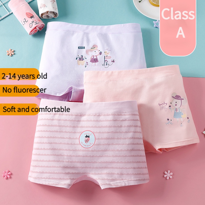 Quần Lót Cotton Dễ Thương Cho Bé Gái 3-14 Tuổi