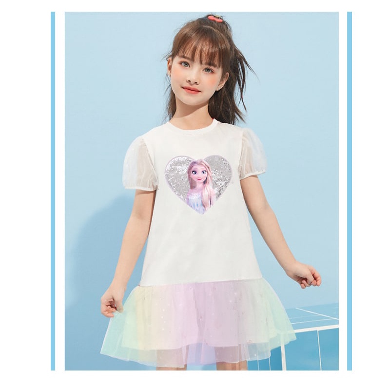 Đầm Công Chúa elsa Phối Ren Phong Cách Hàn Quốc Chất Lượng Cao Cho Bé Gái