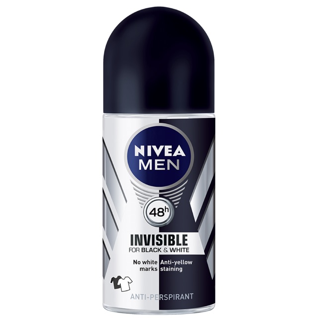 LĂN NGĂN MÙI NIVEA MEN BLACK &amp; WHITE INVISIBLE 50ML/ LĂN KHỬ MÙI NIVEA MEN NGĂN VỆT Ố VÀNG X5/ LĂN NÁCH NIVEA MEN