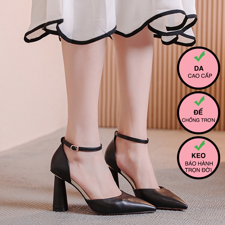 Giày cao gót mũi nhọn ZINA 8 phân, gót trụ, bít gót chuẩn hàng VNXK ZN0022