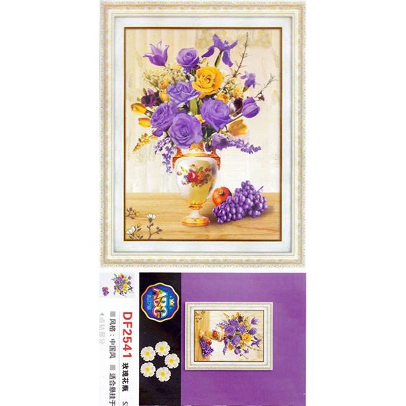Tranh đính đá Bình hoa hồng tím DF2541-57x75cm
