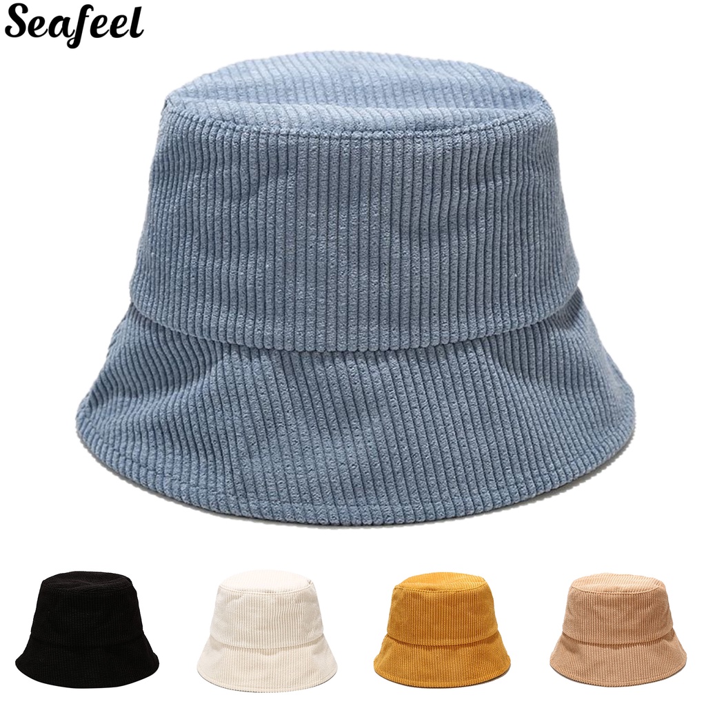 Mũ bucket vải nhung kẻ thoáng khí phong cách Hàn Quốc cho nữ