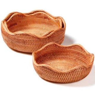 Rổ mây tròn lượn sóng đựng hoa quả, rau củ (21,23, 25cm)