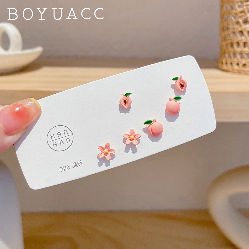 Bông Tai Bạc Hình Tròn / Bướm / Hoa Xinh Xắn Thời Trang Cho Nữ