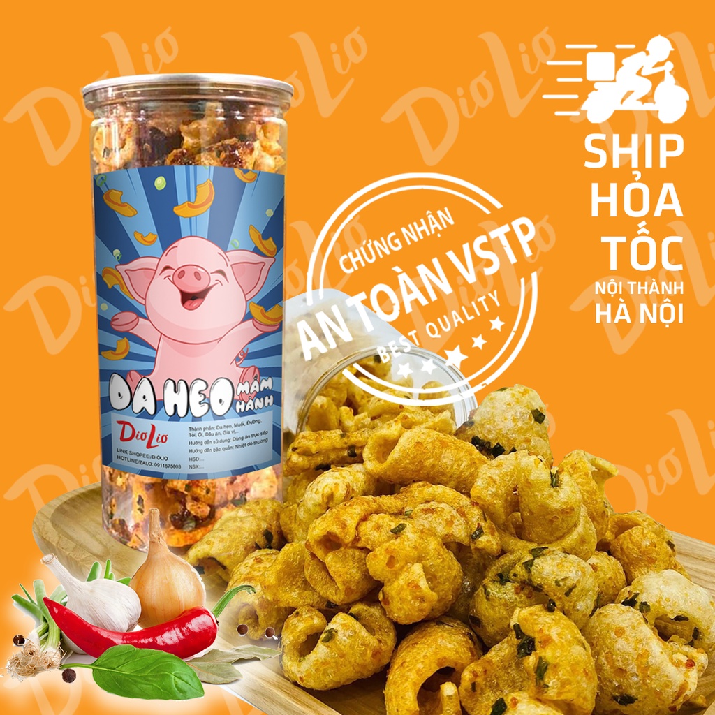Da heo mắm hành chiên giòn DioLio hộp 160gr, giòn cay đậm vị, đồ ăn vặt Hà Nội