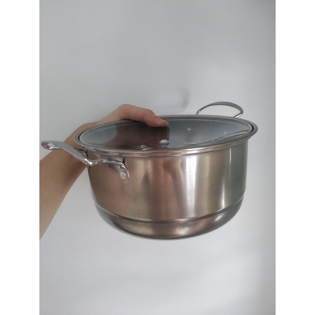 Nồi hấp Inox nắp kính 20cm nhỏ gọn tiện lợi