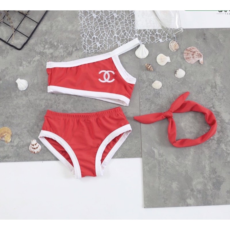 Bikini bé gái_Bikini 2 mảnh bé gái một dây {Chanel}