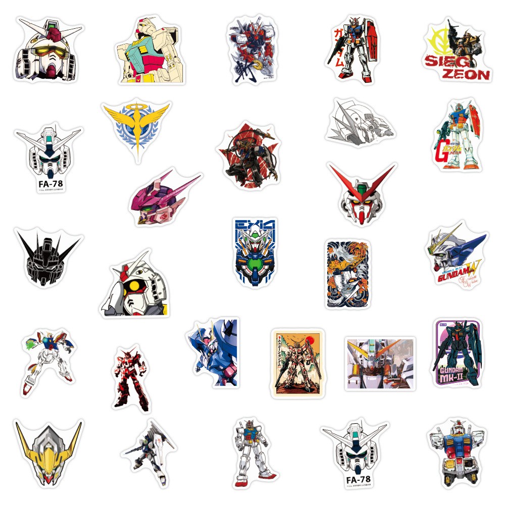 Set 100/50/25/10 nhãn dán họa tiết Gundam chống nước trang trí thủ công độc đáo