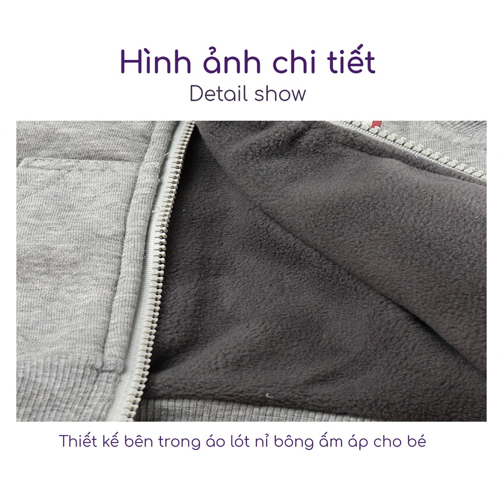 Áo Hoodie Cho Bé Trai Từ 2 đến 8 Tuổi Sát Nách Chất Dày Siêu Ấm