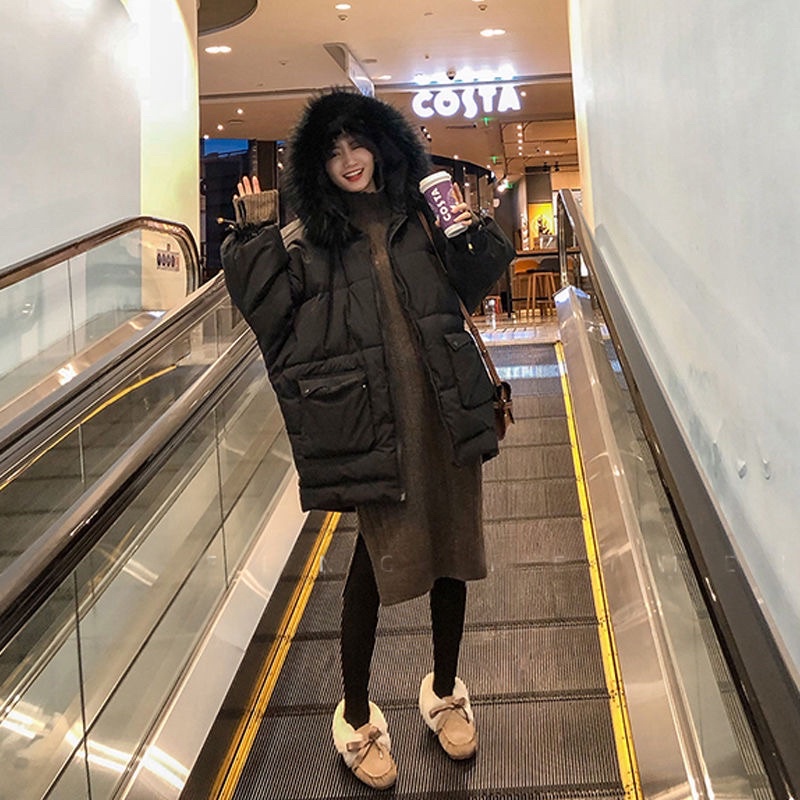 Áo phao form rộng mũ lông