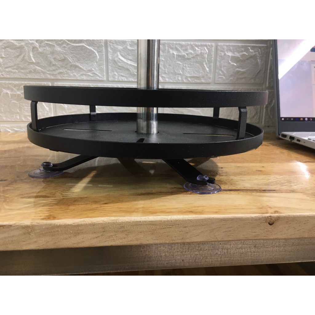 Kệ gia vị đen sơn tĩnh điện chống han gỉ bong tróc, hũ gia vị tròn xoay 360*, khay úp đồ Gía Sỉ