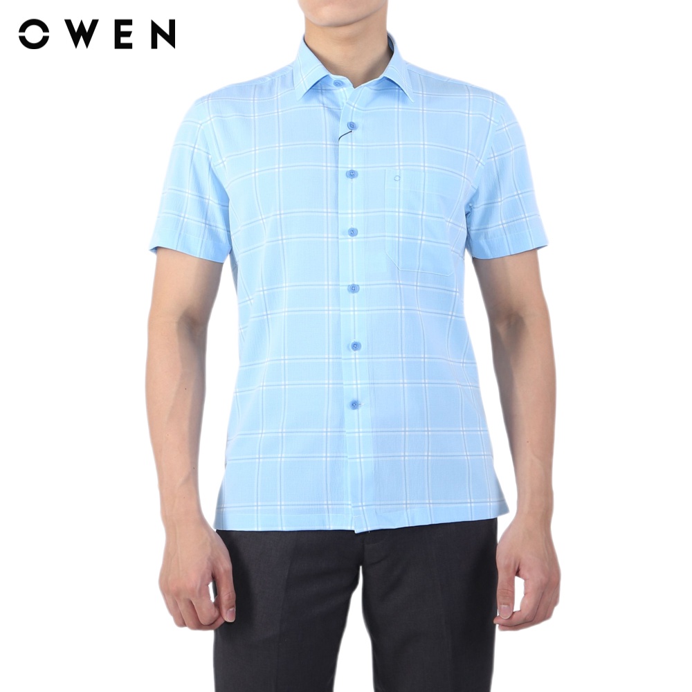 Áo sơ mi ngắn tay Nam Owen Bạc hà Body Fit Xanh - BA220059NT