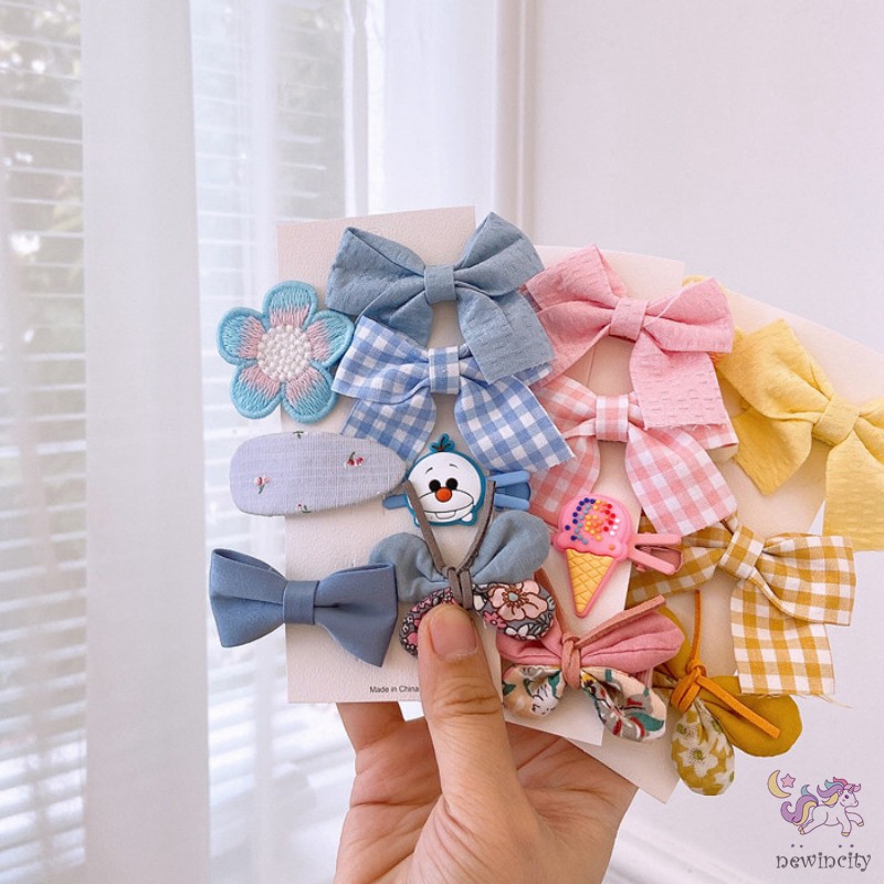 Set Kẹp Tóc Nơ Màu Sắc Ngọt Ngào Phong Cách Hàn Quốc Dành Cho Bé Gái
