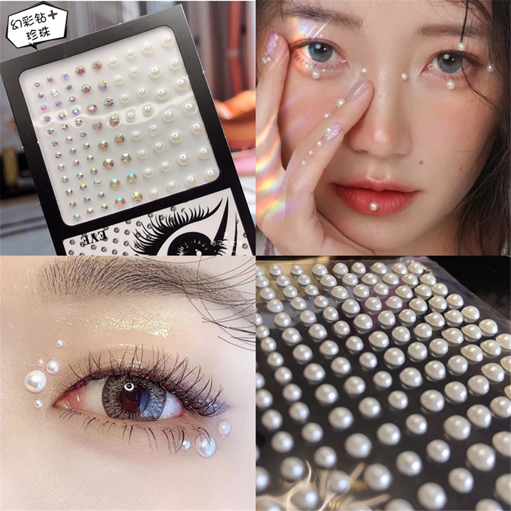 [Hàng mới về] Miếng dán kim cương giả hình giọt nước/hình tròn dùng để tự trang điểm cho đôi mắt/lông mày/trán/gương mặt