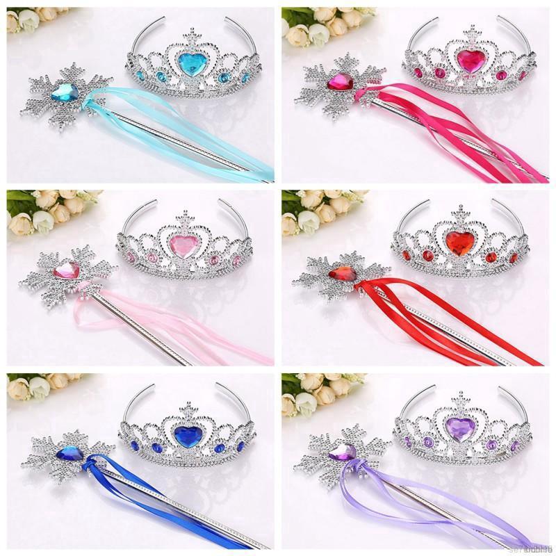 Set vương miện công chúa băng giá + gậy phép thuật dành cho bé gái