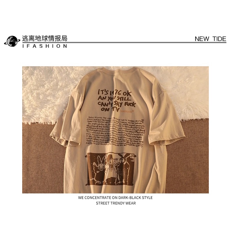 Áo Thun Dáng Rộng In Họa Tiết Y2K Phong Cách Thời Trang Harajuku