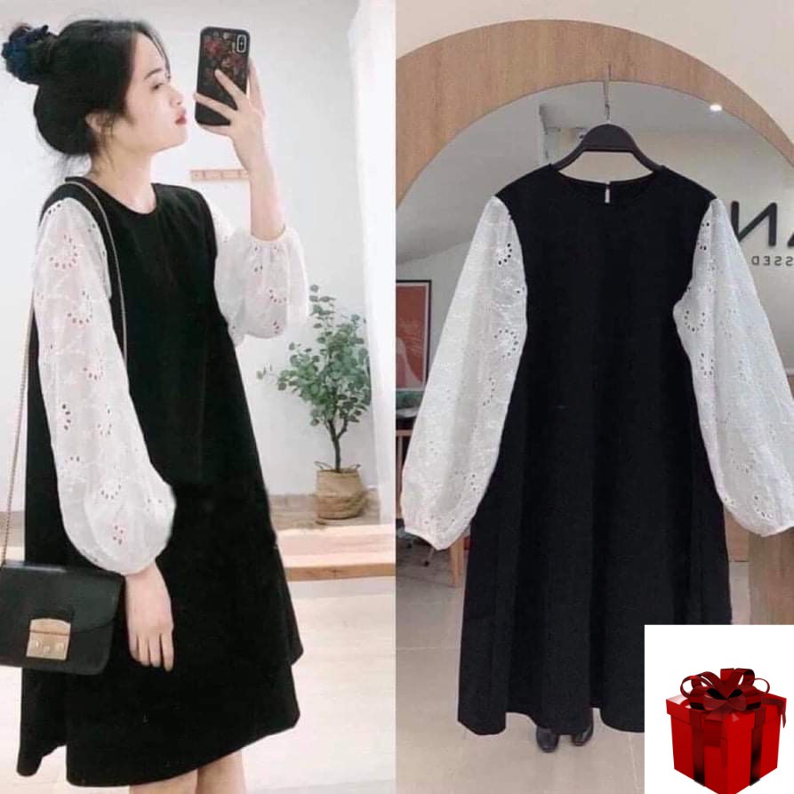 Đầm bầu công sở bigsize tay phồng ren to⚡Thời trang bigsize - thời trang bầu⚡ đầm bầu váy bầu đẹp, hàng xuất dư VNXK - H