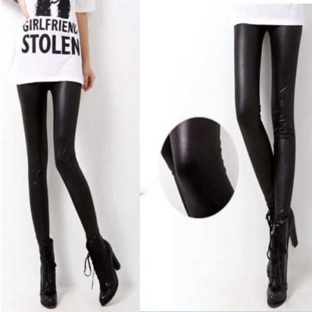 Quần legging giả da quần legging ôm tôn dáng Freesize