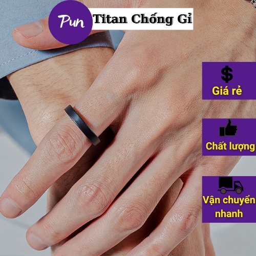 Nhẫn trơn nam nữ đen titan Unisex PUN thép không rỉ - Nhẫn Nam Phong Cách Hàn Quốc - Nhẫn Less Ring