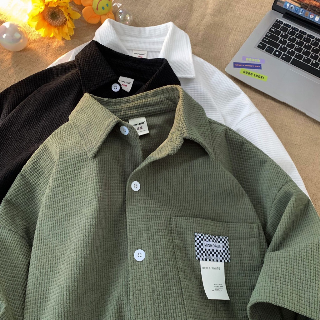 Áo sơ mi khoác ngoài ngắn tay thiết kế phong cách Hồng Kông / Mỹ cổ điển thời trang mùa hè sang trọng cho nam