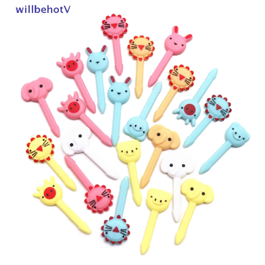 Bộ 10 Nĩa Ăn Trái Cây / Tráng Miệng Hình Động Vật Hoạt Hình Dễ Thương Dùng Trang Trí