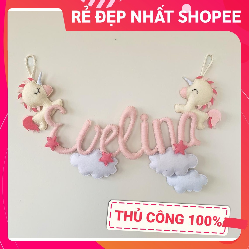 [ĐẸP NHẤT SHOPEE - FREESHIP] Bảng tên treo phòng ngủ handmade, bảng tên tròn trang trí thôi nôi cực đẹp mẫu KÌ LÂN HỒNG