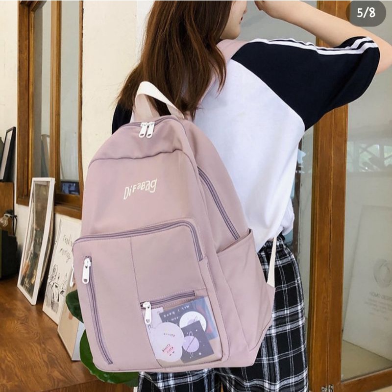 Balo trơn Difabag chống nước thời trang balo học sinh du lịch