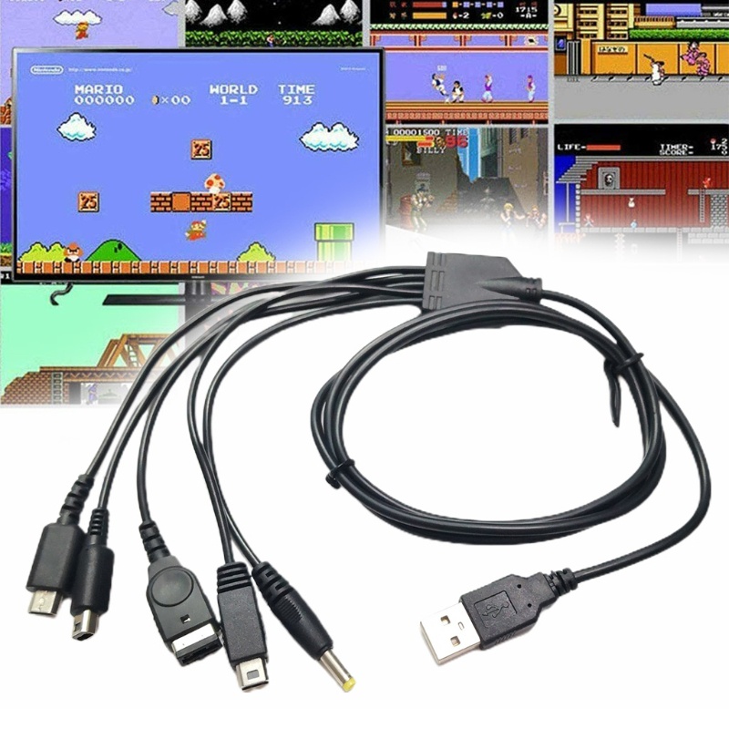 Dây cáp sạc nhanh đa năng 5 trong 1 dài 1.2m/4ft cho GBA SP/3DS/NDSL/WiU/PSP