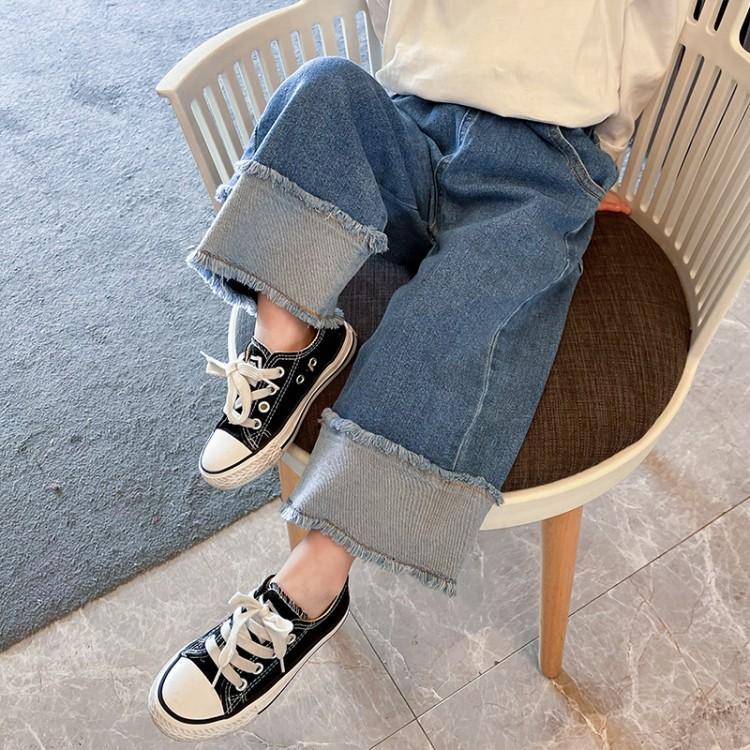 Quần Denim Ống Rộng Phong Cách Hàn Quốc Nhật Bản Mới 2022 Cho Bé Gái