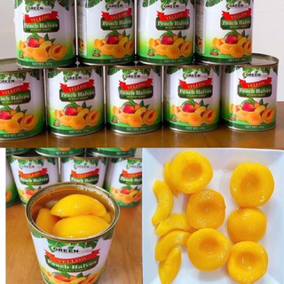 Đào ngâm giòn Green Food - Hộp 820gr