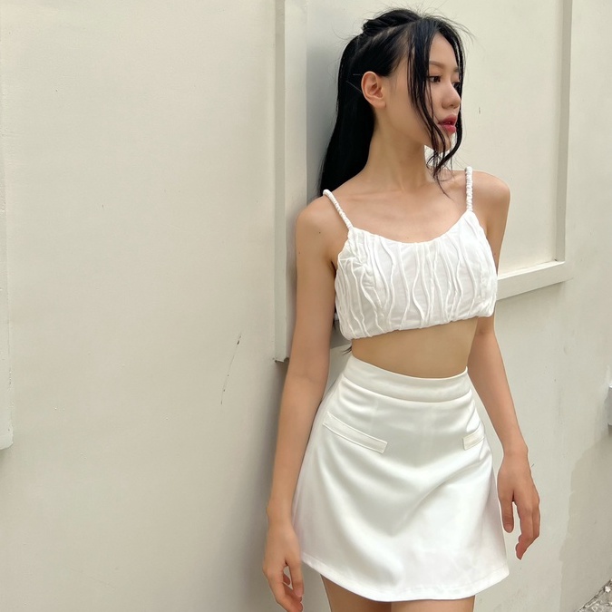 Áo Croptop Hai Dây Gân Nổi - EDINI - A1437