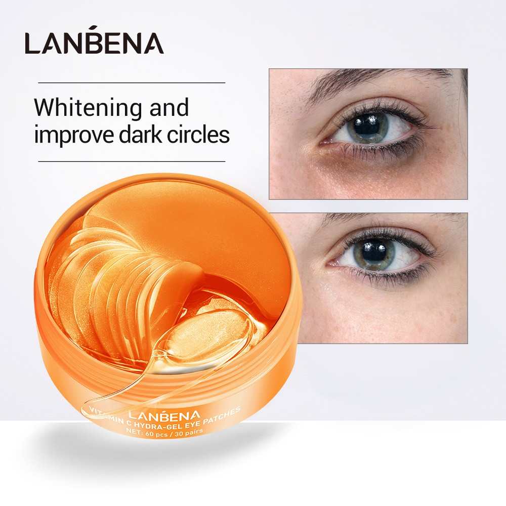 Mặt nạ mắt LANBENA hydra gel chứa vitamin C và colagen giúp dưỡng ẩm làm sáng quầng thâm và ngăn ngừa nếp nhăn Chăm sóc mắt 60 cái