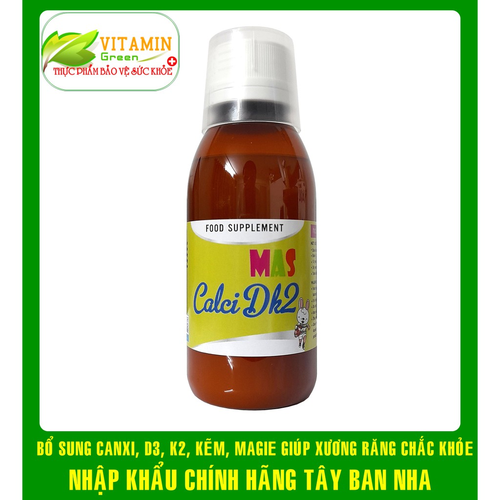 MAS CALCI DK2 BỔ SUNG CANXI, VITAMIN D3 K2, KẼM, MAGIE GIÚP PHÁT TRIỂN CHIỀU CAO | NHẬP KHẨU CHÍNH HÃNG TÂY BAN NHA