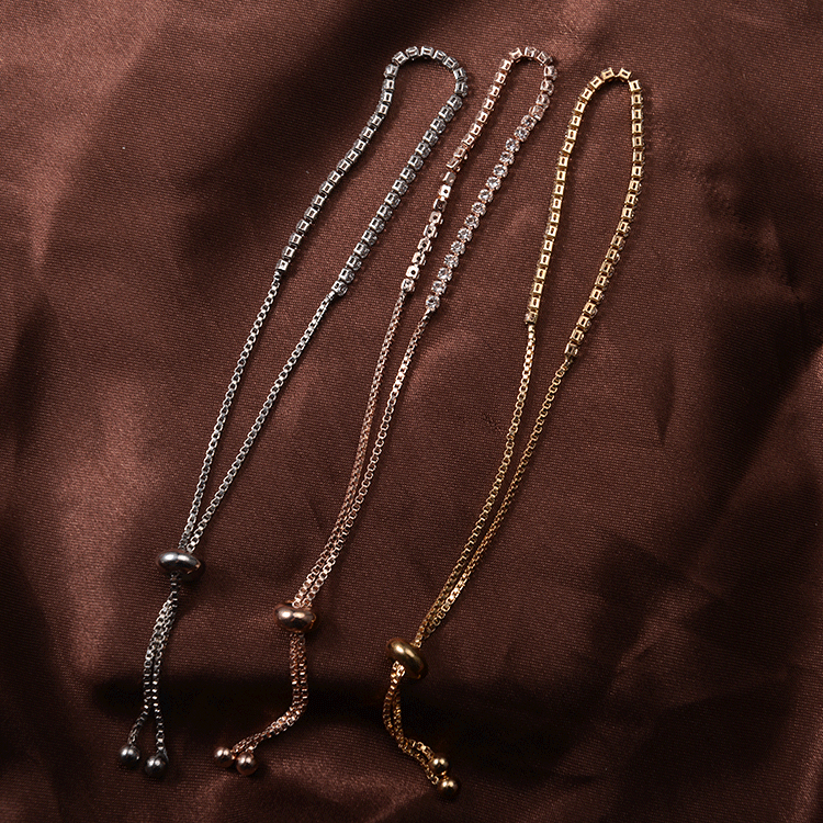 ✨ 【✅COD】 ✨Simple Retractable Rhinestone Claw Chain Adjustable Bracelet Women Korean Fashion New Bracelet Girlfriend Gift