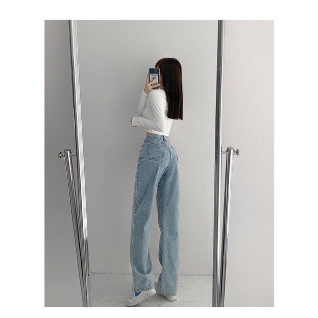 Quần Jean Cạp Chéo Nữ [FREESHIP]  Jeans suông ống rộng, culottes bò xanh cá tính Ulzzang