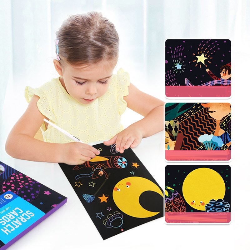 TRANH CÀO NGHỆ THUẬT ĐỘC ĐÁO Scratch art card - Chính hãng Mideer
