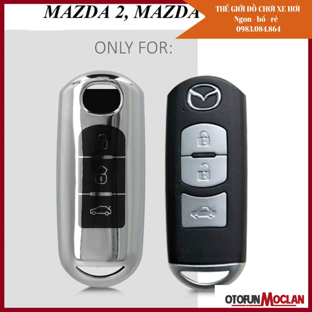 Ốp chìa khóa mạ crom Mazda 2, Mazda 3, Mazda 6, Mazda Cx5, CX8 - tặng kèm móc thất lạc chìa khóa
