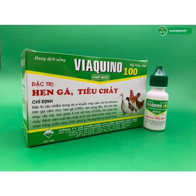 10 lọ VIAQUINO 100 (10ml) - hen gà, tiêu chảy dùng tốt cho gà, vịt, ngan, chim cút