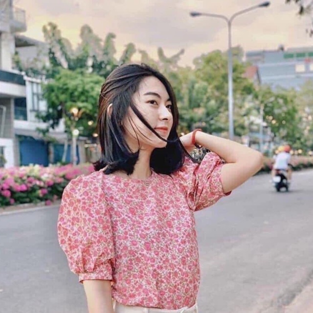 ÁO HOA HỒNG DÁNG RỘNG